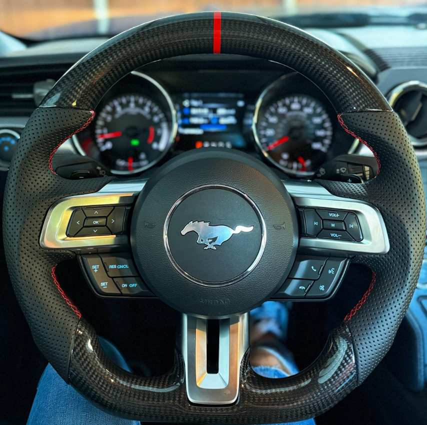 Real carbon fiber steering wheel for Mustang EcoBoost/GT/Shelby GT350/GT350R 2015-2017 D